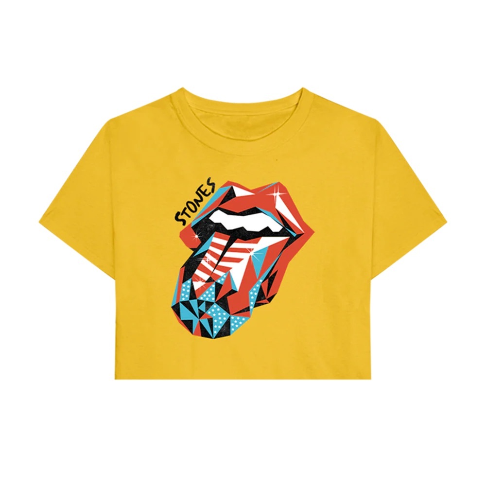 Stones NWOT Hackney Diamonds Tour USA Tongue Crop Top - Mustard Yellow